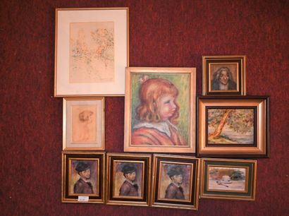 null Lucien BOULIER (1882-1963) : Portrait et paysage, dans le goût de Renoir, Nature-morte...