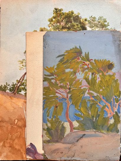 null Attribué à Émile Othon FRIESZ (1879-1949) : Trois études d’arbres ou de fleurs....