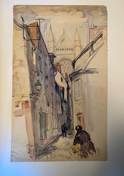 null Gilles Arthur JOETS (1884-1959) : Chartres, aquarelle et mine de plomb ; La...