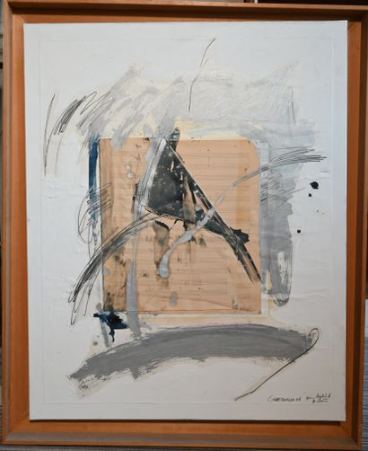 null Guy BEZANCON (né en 1942) : Composition. Technique mixte, signée en bas à droite...