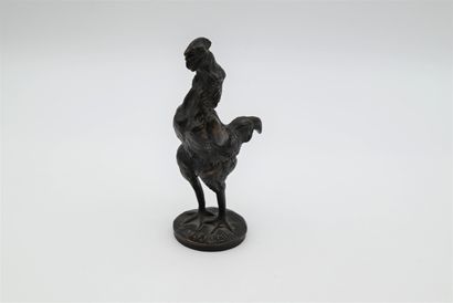 null FREMIET : Coq chantant en bronze. Haut. 12 cm