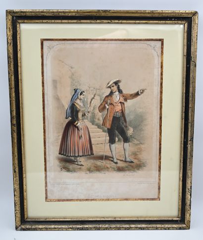 null TWO LITHOGRAPHIES : Basque costumes and Roman costumes. Height 29 - Width 21,5...