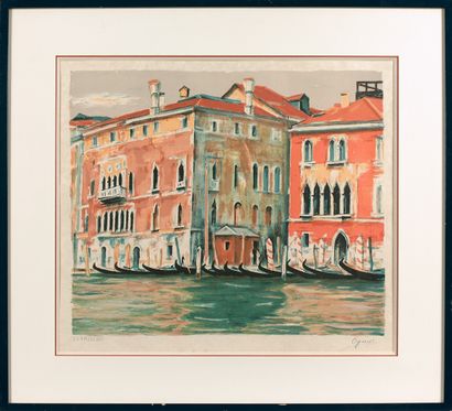 null Takanori OGUISS (1901-1986) : Palais à Venise. Lithographie en couleurs sur...