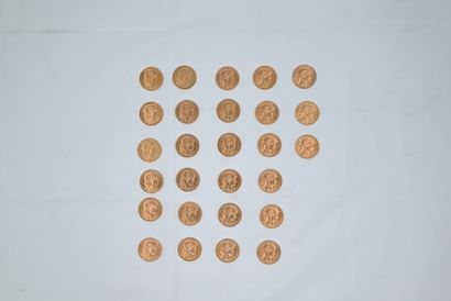 null 27 PIECES of 20 FF gold Marianne, 1913.