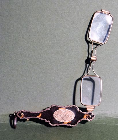 Hand face in tortoiseshell and brass.