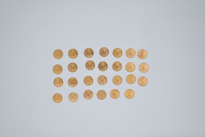 null 27 PIECES of 10 FF gold, 1922.