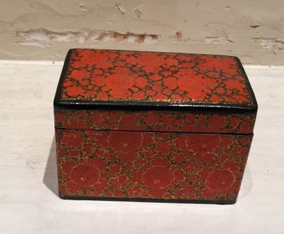 null SIX BOXES in stained wood, lacquer, veneer, blackened wood or fabric, one with...