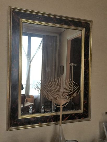 Rectangular mirror with gilded rods and imitation...