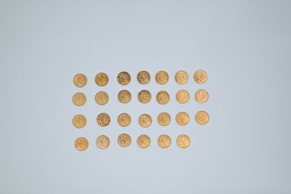 null 27 PIECES of 10 FF gold, 1922.