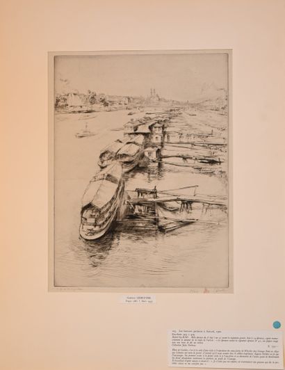 null Gustave LEHEUTRE (1861-1932) : Les bateaux parisiens à Auteuil. Eau-forte (2e...