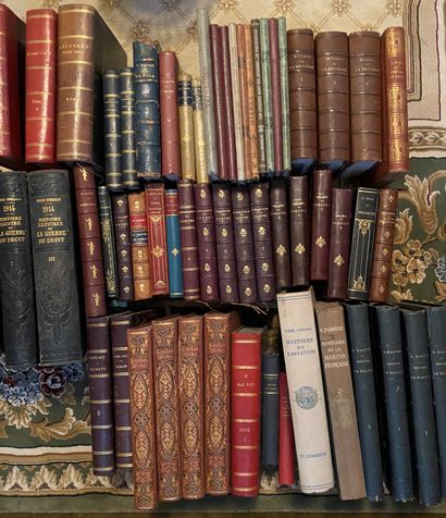 null LOT OF BOOKS in half-binding and hardback including Molière, Emile Zola, History...