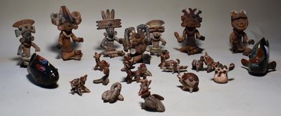 null LOT D'OBJETS d'art précolombien modernes. JOINT : trois pierres dures (acci...