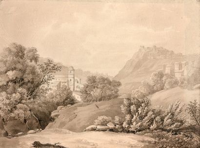 null Italian school around 1800

Landscape with a bell tower

Pen and brown ink wash.

Height...