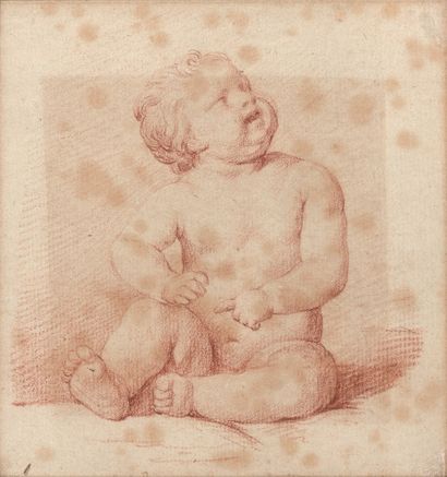 null ECOLE FRANÇAISE du XVIIIe siècle : Angelot - Enfant. Deux dessins à la sanguine....