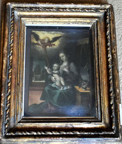 null ECOLE FLAMANDE du XVIe siècle, suiveur de Pieter Cock van Aelst : Vierge à l’Enfant....