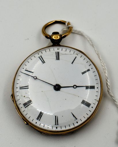 null GOLD COLLAR WATCH, second copper bowl (enamel chipped). Gross weight 21.1 g...