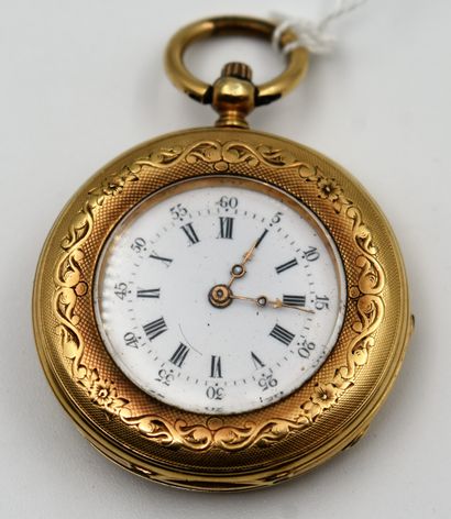 null Gold collar watch, PERRET & Cie. Gross weight 26.4 g.
