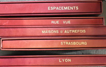 null SEVEN VOLUMES of reprints of antique engravings, folio format, red morocco HERMЀS...