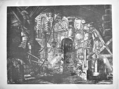 null FOUR PLATES after Piranesi : Carceri. Prints of the XIXth century. Height. 40,5...