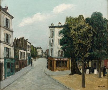 Alphonse QUIZET (1885-1955) La Place Huile sur isorel, signée en bas à droite. Haut....