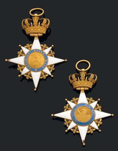 null Rare bijou de grand croix de l'ordre royal de l'Union de Hollande en or, émaillé....