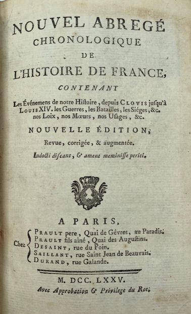 null Nouvel abrégé chronologique de l'histoire de France, New edition, 1775, Paris....