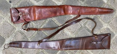 TWO leather quills for shotguns (worn).