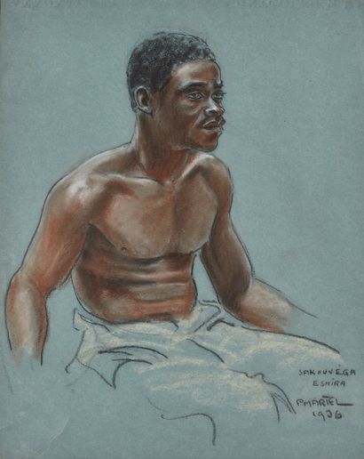 null P. MARTEL (XXe siècle)

Portrait d’homme, Sakouvega Eshira

Dessin aux trois...
