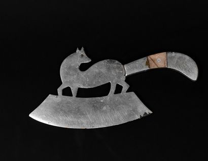 null Chopper in wrought iron representing a fox turning over, handle with chromed...