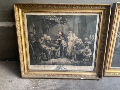 null LOT OF Framed ENGRAVINGS: "The village accordion" and "The paralegal served...