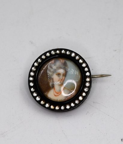 null DRAFT decorated with a portrait of a woman on mother-of-pearl in a frame of...