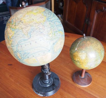 null TWO LAND GLOBES on base of the House Forest. One is damaged and repaired. Height....