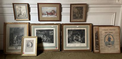 null LOT OF Framed ENGRAVINGS: "The village accordion" and "The paralegal served...