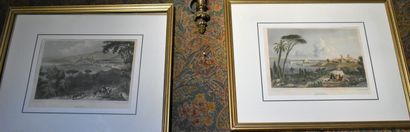 null LOT OF SEVEN ENGRAVINGS: Antibes, Cannes, Paris, Le Pont, Saint Servan and reproductions...