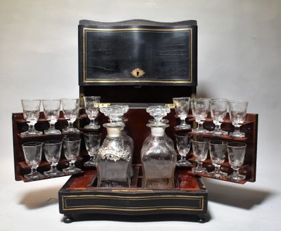 null LIQUEUR CELLAR in blackened wood and copper nets (a net to be resoldered) and...