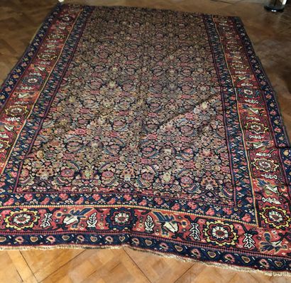 null ORIENT CARPET blue background with floral decoration (missing border). Length....