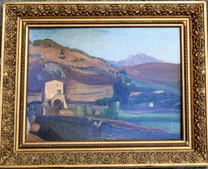 null FRENCH SCHOOL of the beginning of the XXth century: Landscape of Spain. Cardboard...