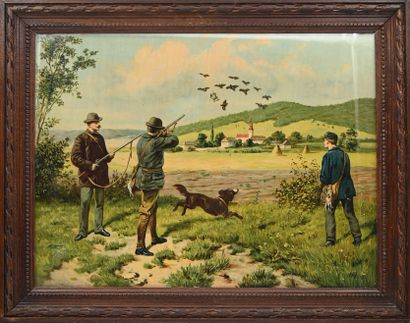 FOUR CHROMOLITHOGRAPHIES : Partridge hunting...