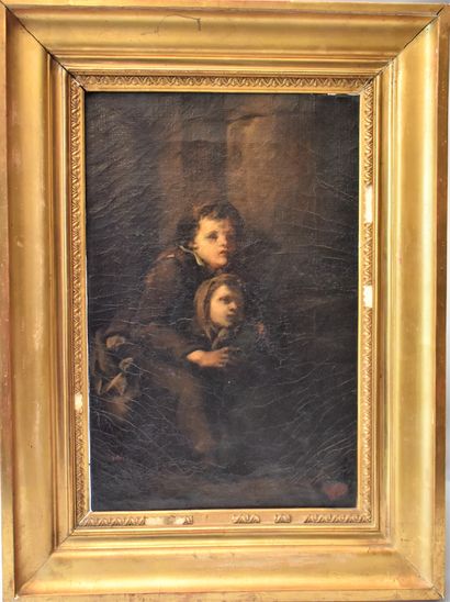 ECOLE FRANÇAISE du XIXe siècle : Deux enfants....