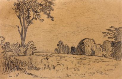 Louis VALTAT (1869-1952) Paysage Dessin au crayon signé en bas à gauche. Haut. 11...