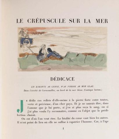 Suarès (André) Le Crépuscule sur la mer. Paris, 1933, in-4, maroquin turquoise, caissons...