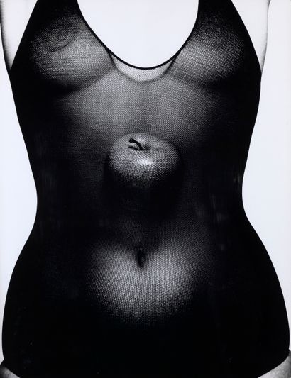 SAM HASKINS (1929-2009) PERSONAL PROJECT 
Apple Tucked in Mesh Body, ca. 1973.
Photographie....