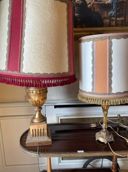 null Gilded wood LAMP (Height 53 cm) and gilded bronze LAMP (Height 37 cm)