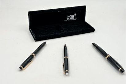 null MONTBLANC: THREE STYLOS or STYLO-BILLE black lacquer.