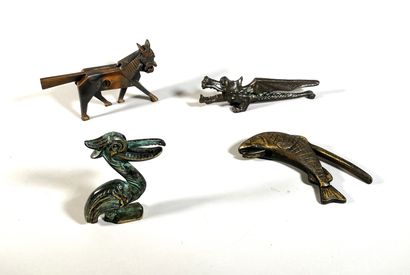 null Four metal nutcrackers featuring a fish, a pelican, a crocodile and a donkey....