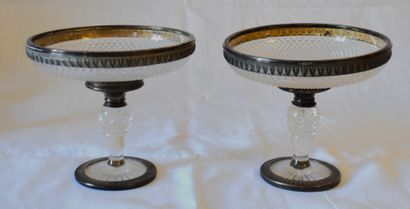 null Pair of cut crystal goblets, silver mountings (loose). Height 16 - Diameter...