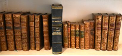 null LOT OF VARIOUS BOOKS in antique binding, including L'Esprit des Lois, Rousseau...