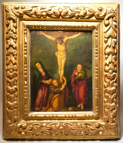 ECOLE ROMAINE du XVIIe siècle : Crucifixion....