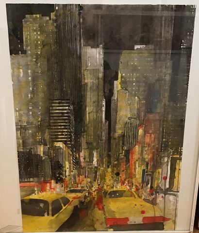 null Gottfried SALZMANN (1943) : New York Midtown 1997. Watercolor. Height 70 - Width...