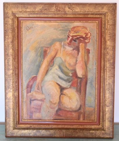 null Louis LATAPIE (1891-1972): The seated model. Painting on isorel signed upper...